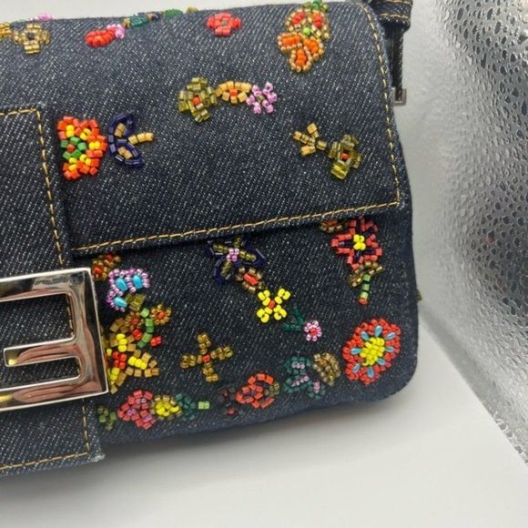 Fendi Denim Beaded BaguetteSOLD - Picture 4 of 15